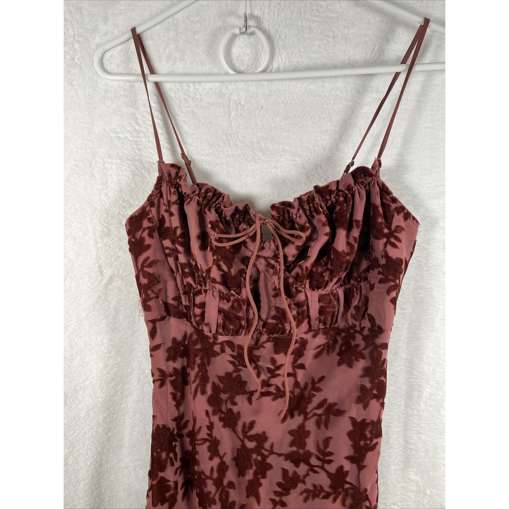 Rare London Velvet Burnout Maxi Dress Tie Front Bodycon Evening Gown 4 New - Picture 5 of 16